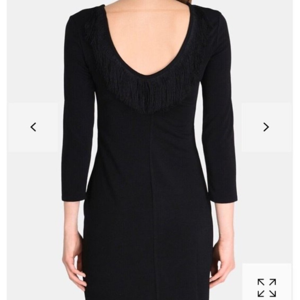 Armani Exchange Black Fringe Scoop Back Dress